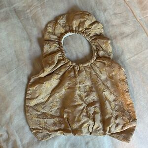 Scrunchie Bag in Antique Cream and Yellow Silk